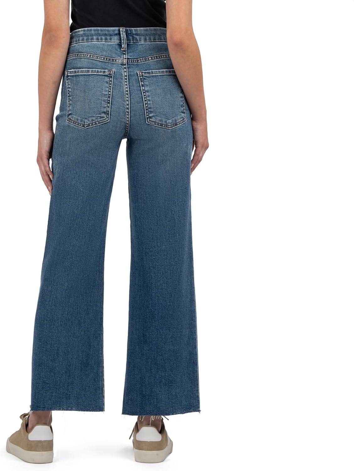 KUT from the Kloth Meg High-Rise Fab Ab Wide Leg Raw Hem Family 4 27.5