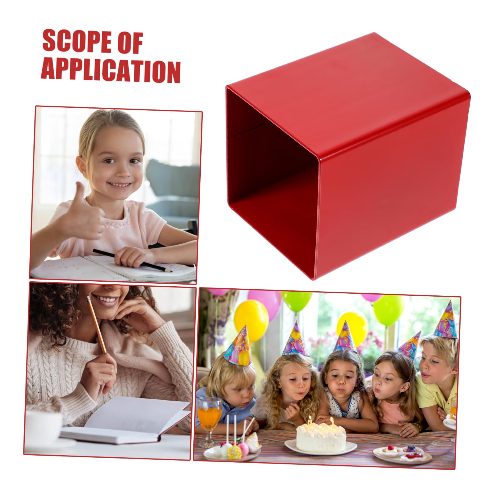 SHINEOFI Portalápices de Mesa de Metal Rojo, Cubo para Guardar Lápices