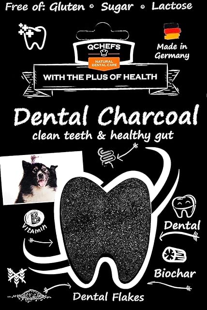Qchefs Nuevo: carbón Dental 2 en 1 para Perros: Polvo para el Cuidado Dental y al Mismo Tiempo para la Salud…