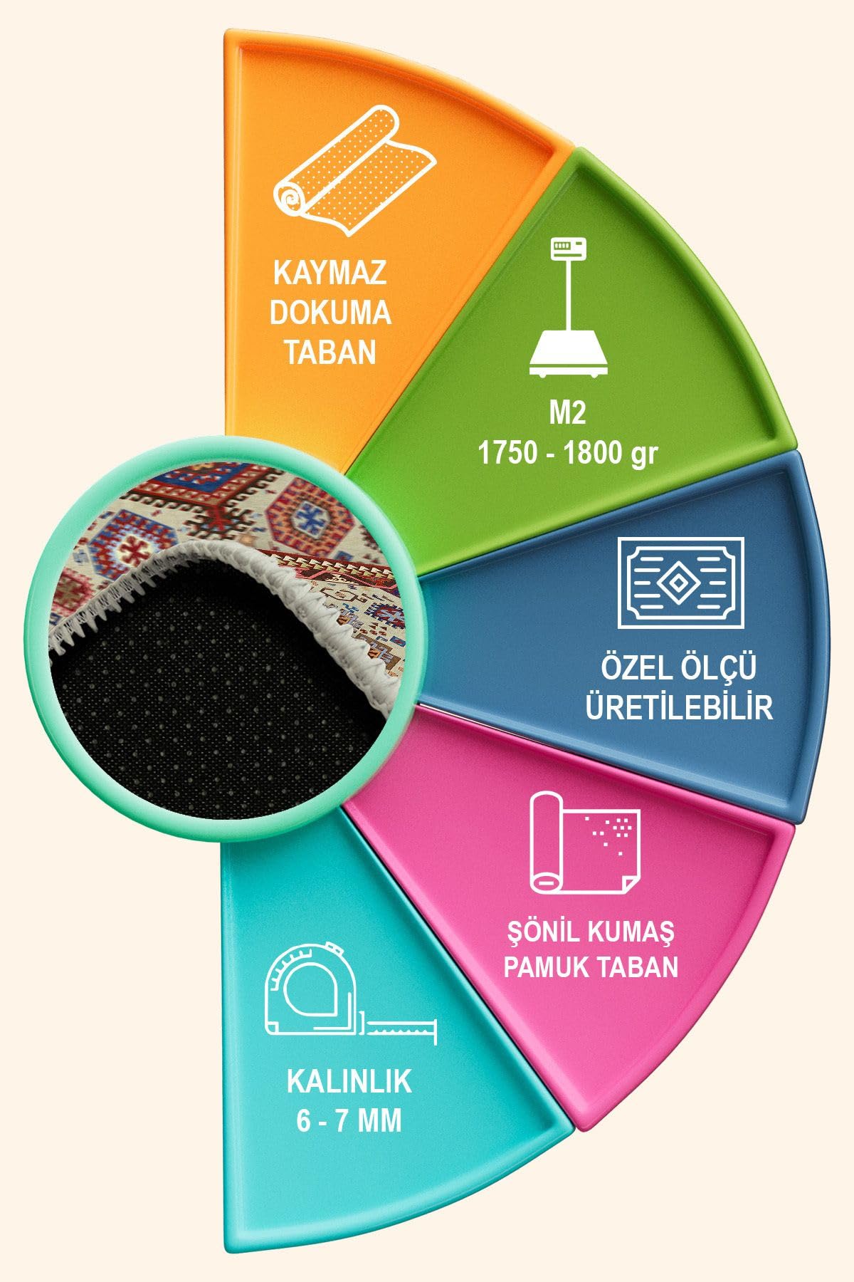 Depoba Emara Vintage Şönil Kaymaz Doğal Pamuk Tabanlı Yıkanabilir Antibakteriyel Çevre Dostu Salon Halısı 140x200