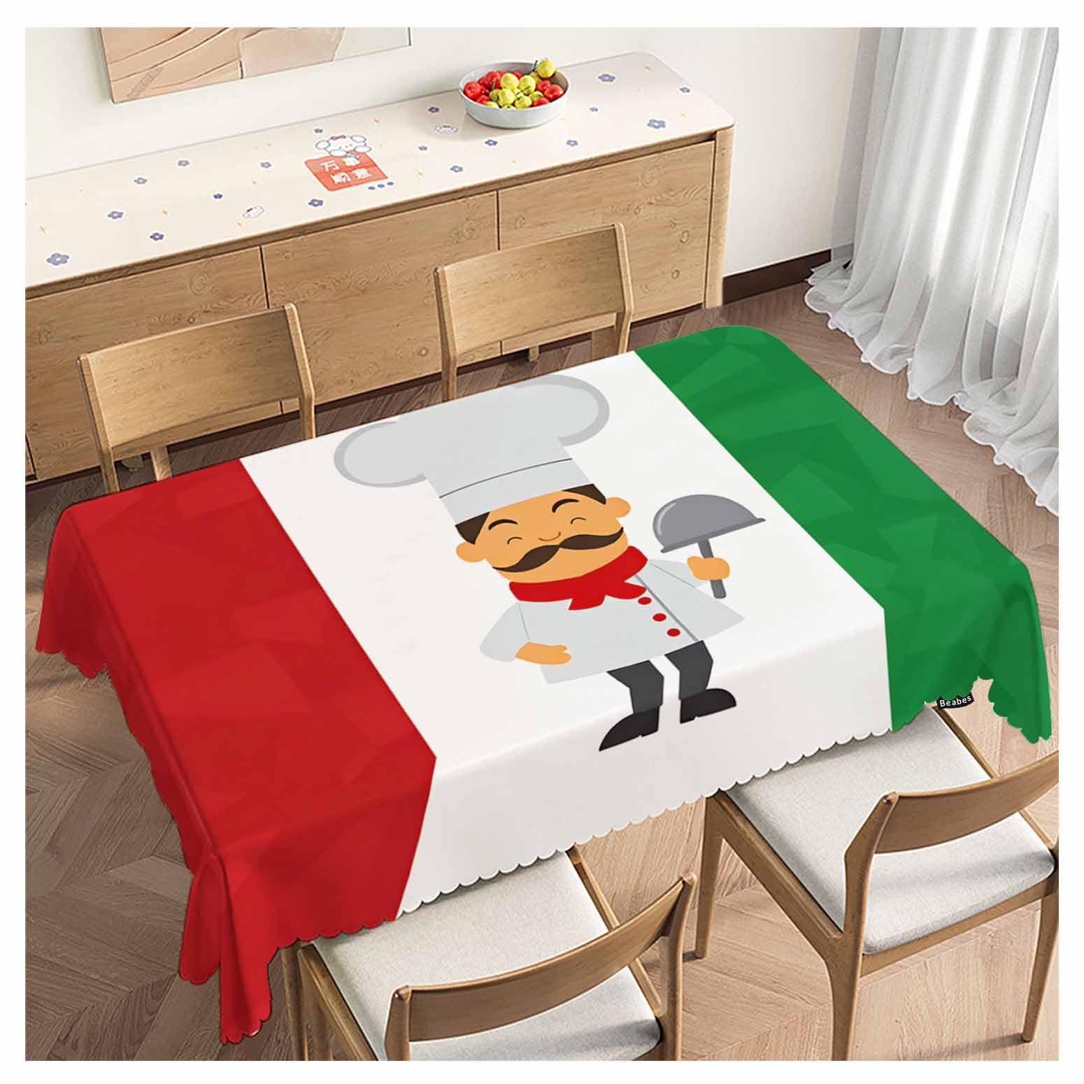 Nappe de table lavable motif chef italien 137x183 couverture rectangulaire fête
