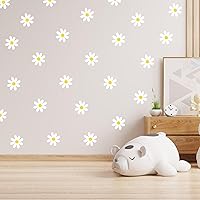 Vista 1 de Calcomanías de pared con diseño de margaritas blancas, calcomanías de pared de margaritas grandes, calcomanías florales para niños, niñas
