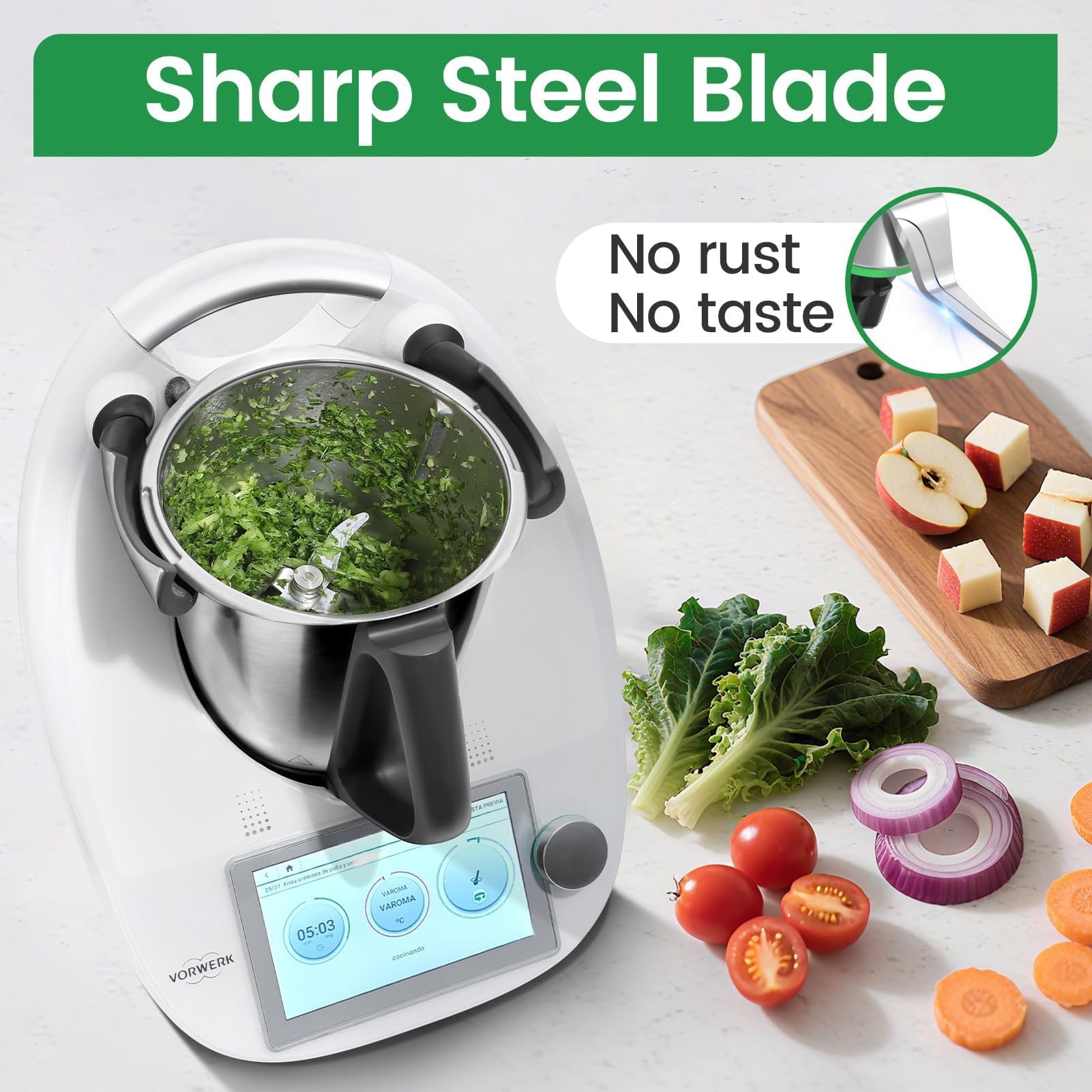 Nóż Mieszający Kompatybilny z Thermomix TM5 TM6 TM7, Ostrze Zamiennik z Pierścieniem Uszczelniającym dla Vorwerk Robotów Kuchennych, Stal Nierdzewna Część Zamienna, Można Myć w Zmywarce
