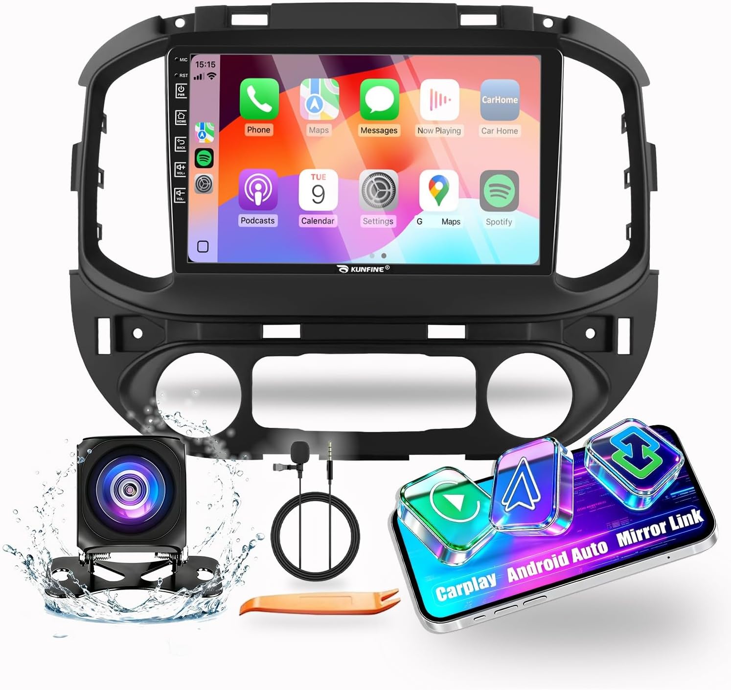 CarPlay Android Auto Navigation Stereo GPS Radio Reverse Camera Display 9" IPS Touchscreen Headunit Tablet Pad Media Player for Chevy Colorado 2015-2019 for Gmc Canyon, if Applicable Quad Core 2G+64G
