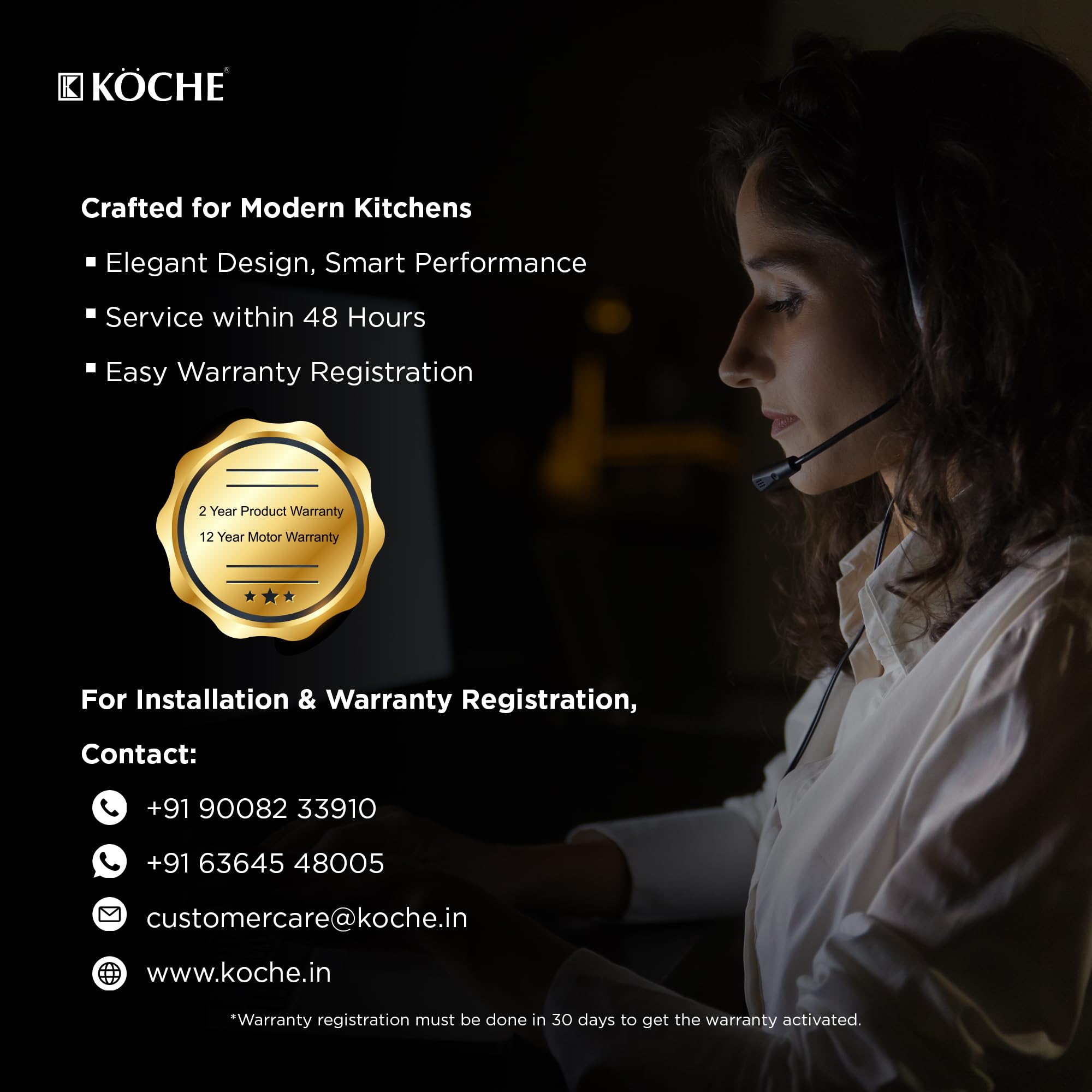 KOCHE STARK Kitchen Chimney - Filterless & Smart -10