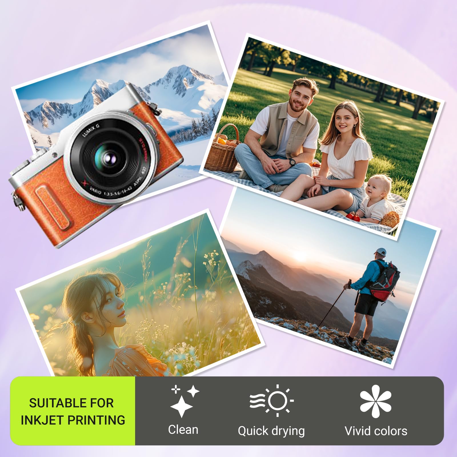 Carta Fotografica Lucida 10x15 cm 230 g/m² 200 Fogli per Stampante a Getto d'Inchiostro