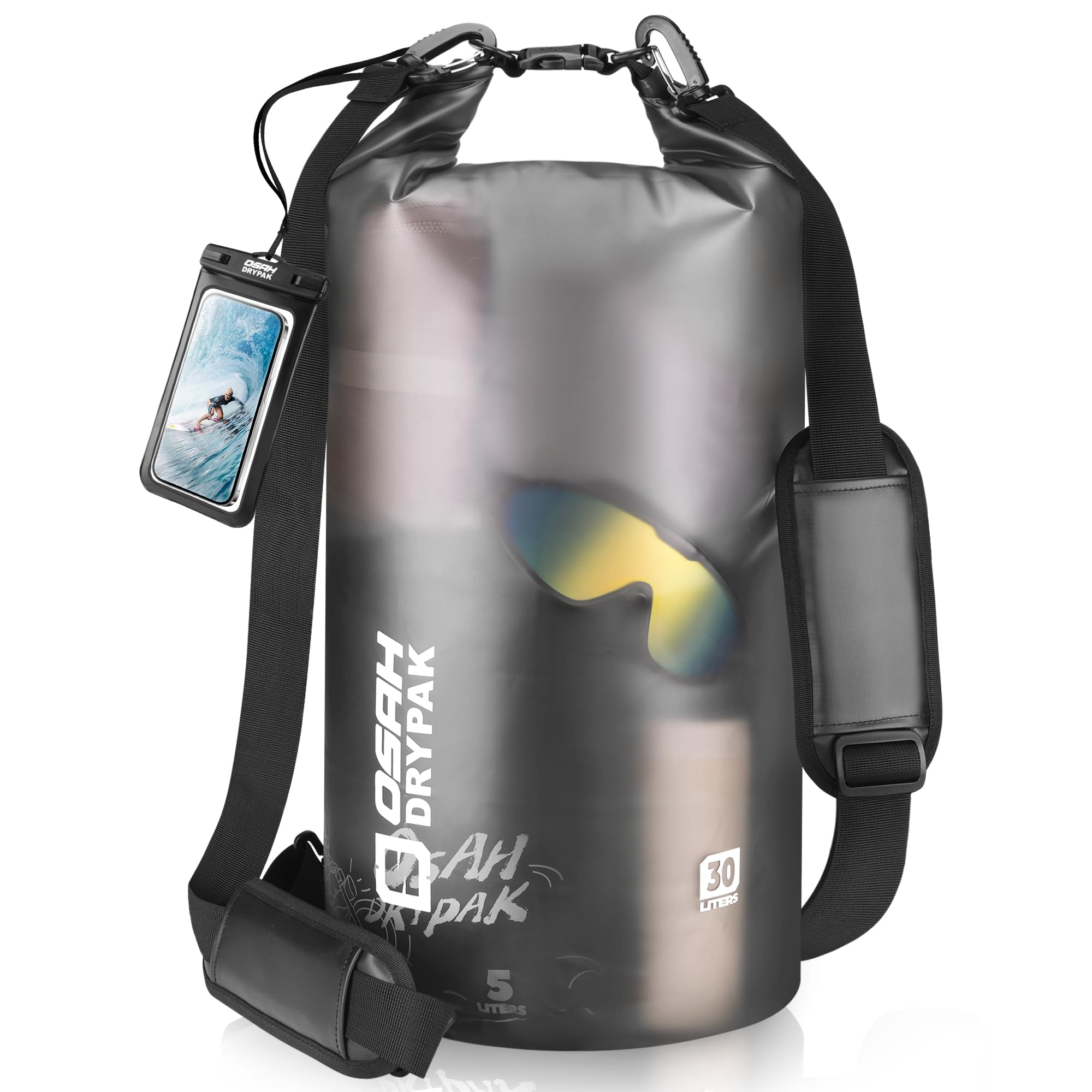 OSAH DRYPAK Dry Bag wasserdichte Tasche 5L/10L/20L/30L/40L Drybag Rucksack Wasserdicht Beutel mit Schultergurt und Wasserfester Handyhülle für Wassersport, Kajakfahren, Bootfahren, Camping