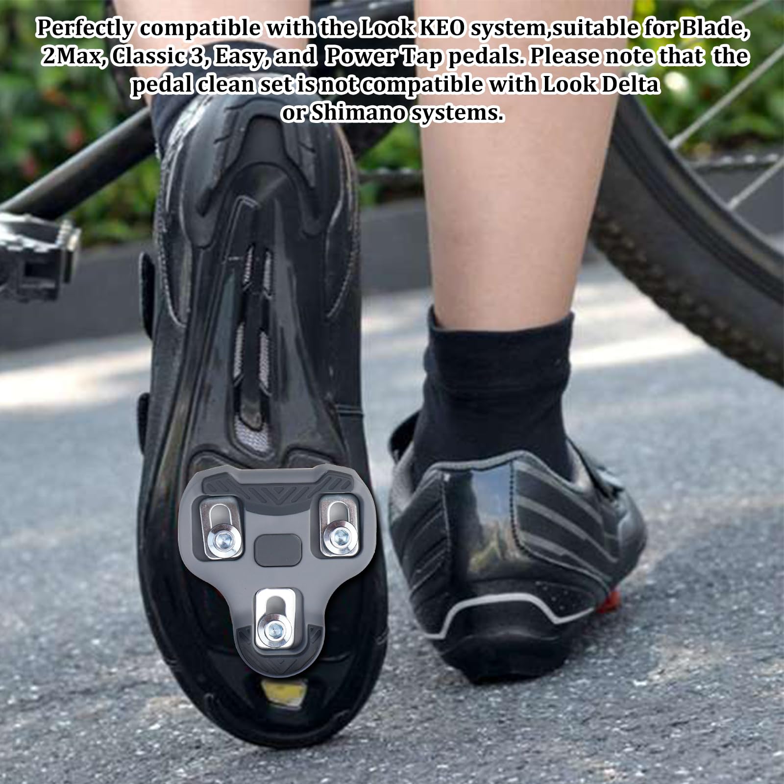 LPZMPZ Compatible con Look Keo Bike Pedales de 3 Orificios Grip Blade 2 MAX Carbon Classic Cleats Bicicleta Tacos Juego de Placas de Zapatos de Carretera Pedales Gris MTB Road Cleats