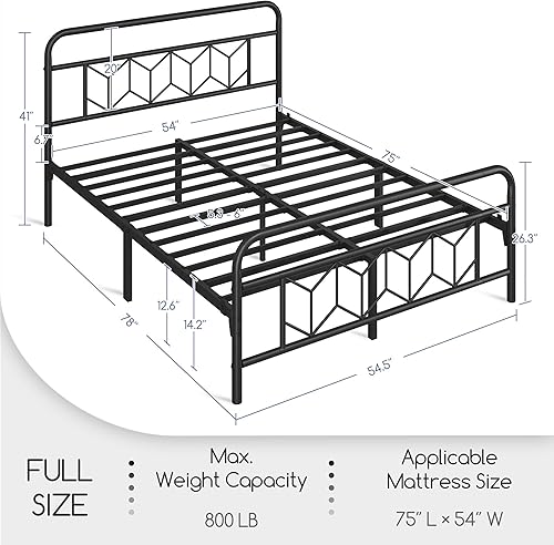 Miniatura 2 de Topeakmart Base de cama matrimonial con cabecera de estilo vintage, base de colchón, no necesita somier, almacenamiento debajo de la cama, soporte