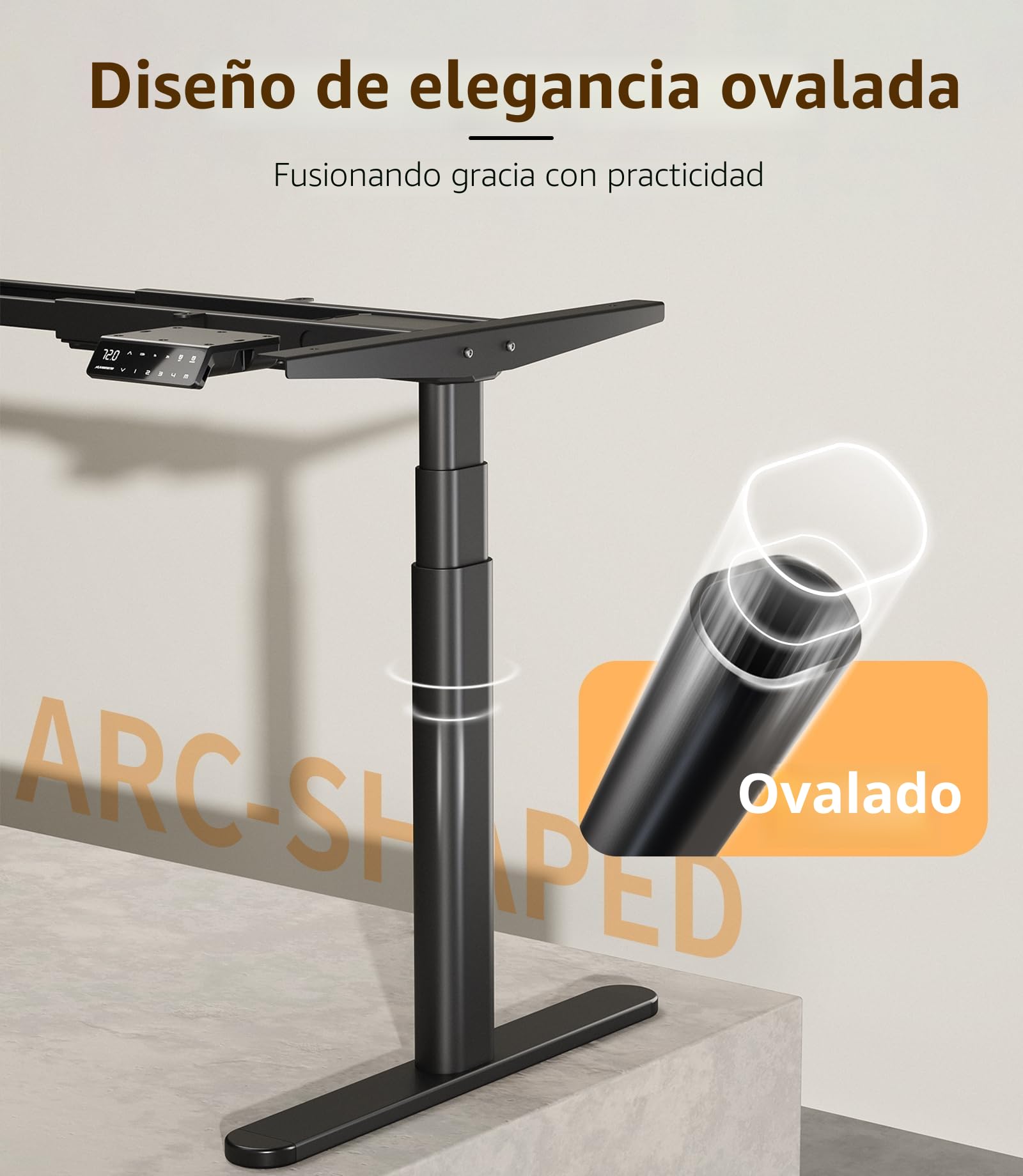 MAIDeSITe EL2 Plus Art Escritorio Elevable Eléctrico con Patas Ovaladas | Diseño Exclusivo de Patas Ovaladas, Doble Motor Estable y Silencioso con Carga 180kg, Rango Altura 62-125cm y 4 Memorias
