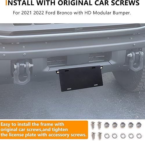 Miniatura 2 de Marco de matrícula frontal para Ford Bronco 2021 2022 2023 2024 2025 Accesorios de aleación de aluminio resistente soporte de montaje de placa
