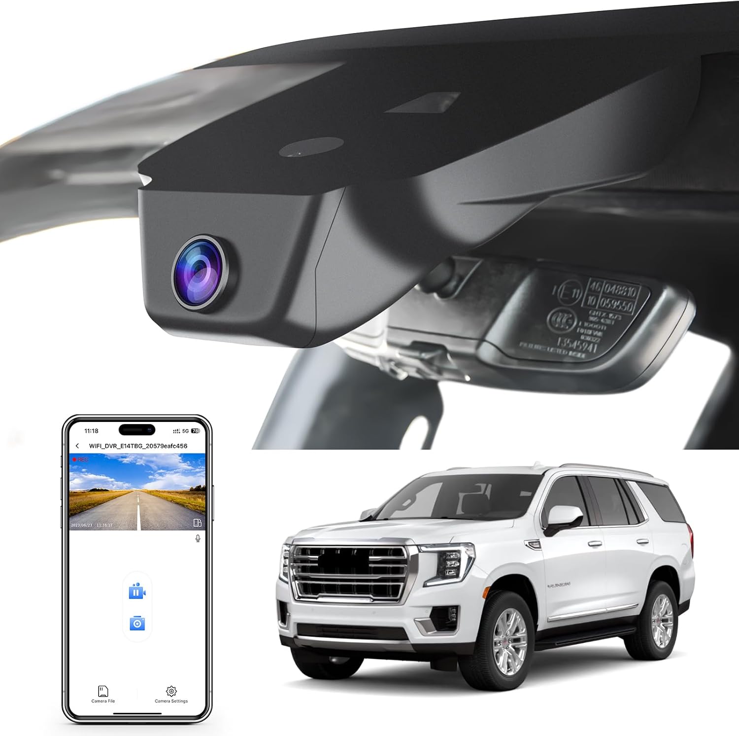4K Dash Cam Custom fit for GMC Yukon, Yukon XL 2023-2026(Model A), SLE SLT AT4 Denali Ultimate, Integrated OEM Look, UHD 2160P Video, WiFi & App, G-Sensor, Easy to Install, 64GB Card