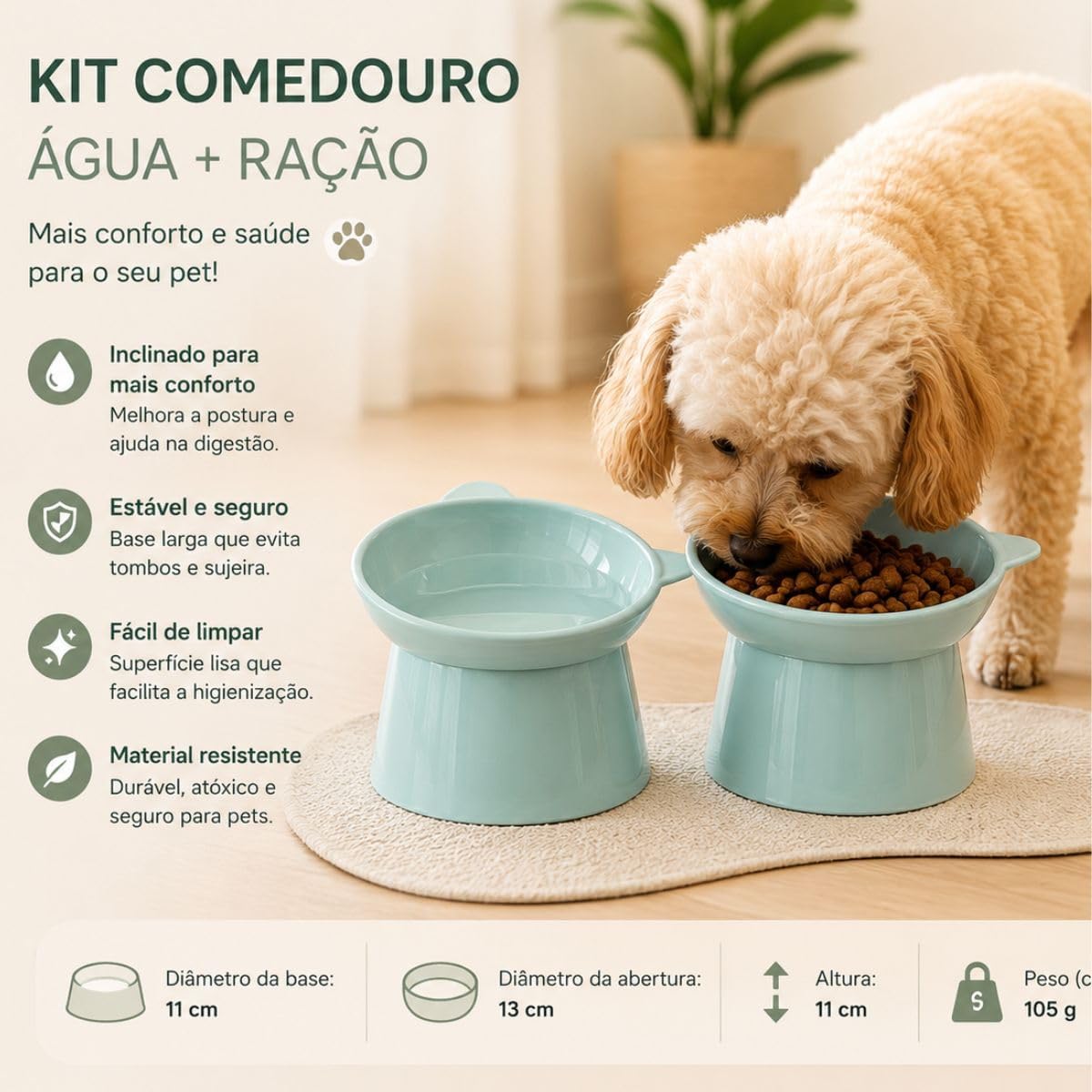 Kit Comedouro Duplo para Pets (Azul) Kit Comedouro Duplo para Pets (Azul)