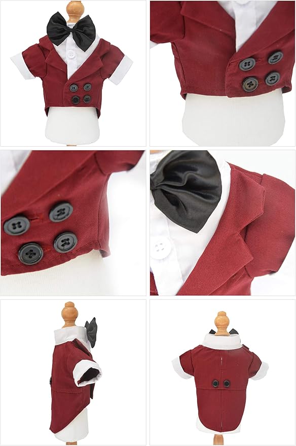 Disfraz de perro formal de Lovelonglong con moño, marrón rojizo, talla L-XL+ miniatura 2