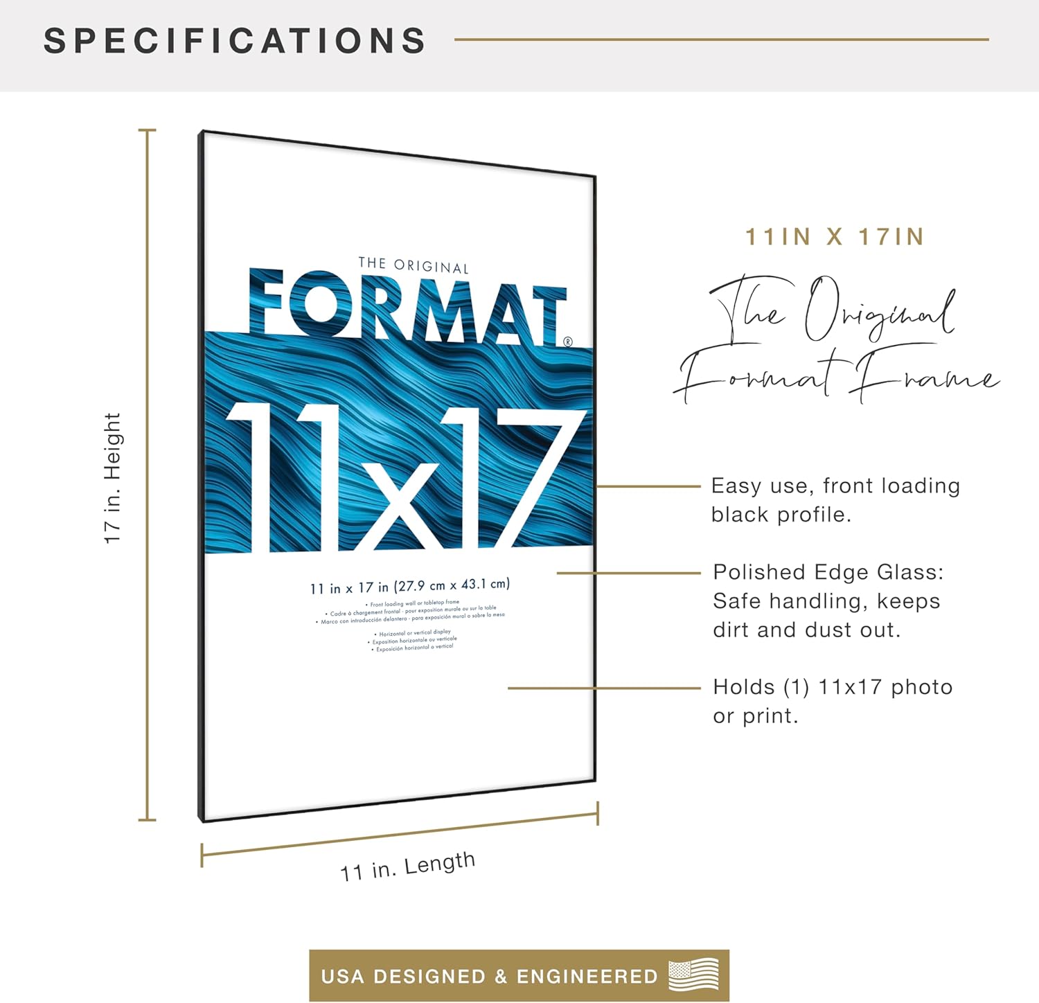 MCS Format 11x17 Picture Frame Black, Vertical & Horizontal Wall Hanging Large Picture Frame for Photos & Art Prints (6-Pack)