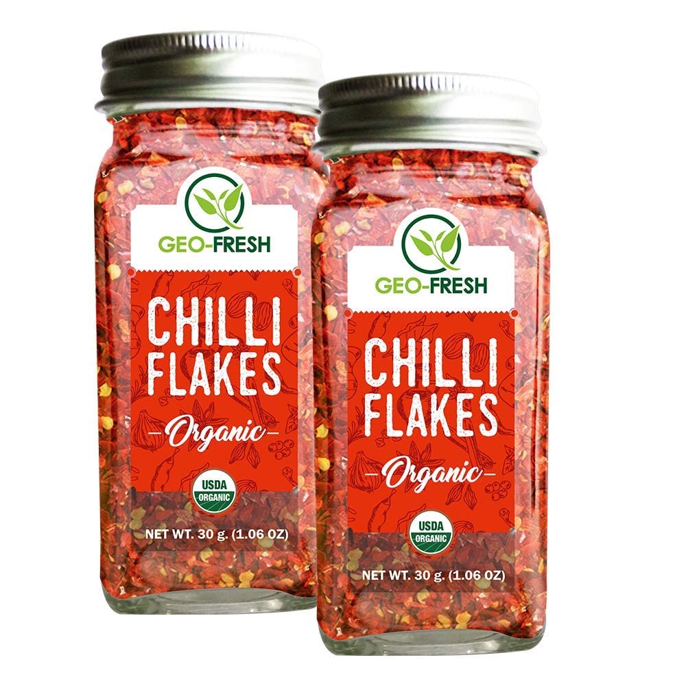 Chilli flakes bio Geo-Fresh 30g lot de 2 piments rouges