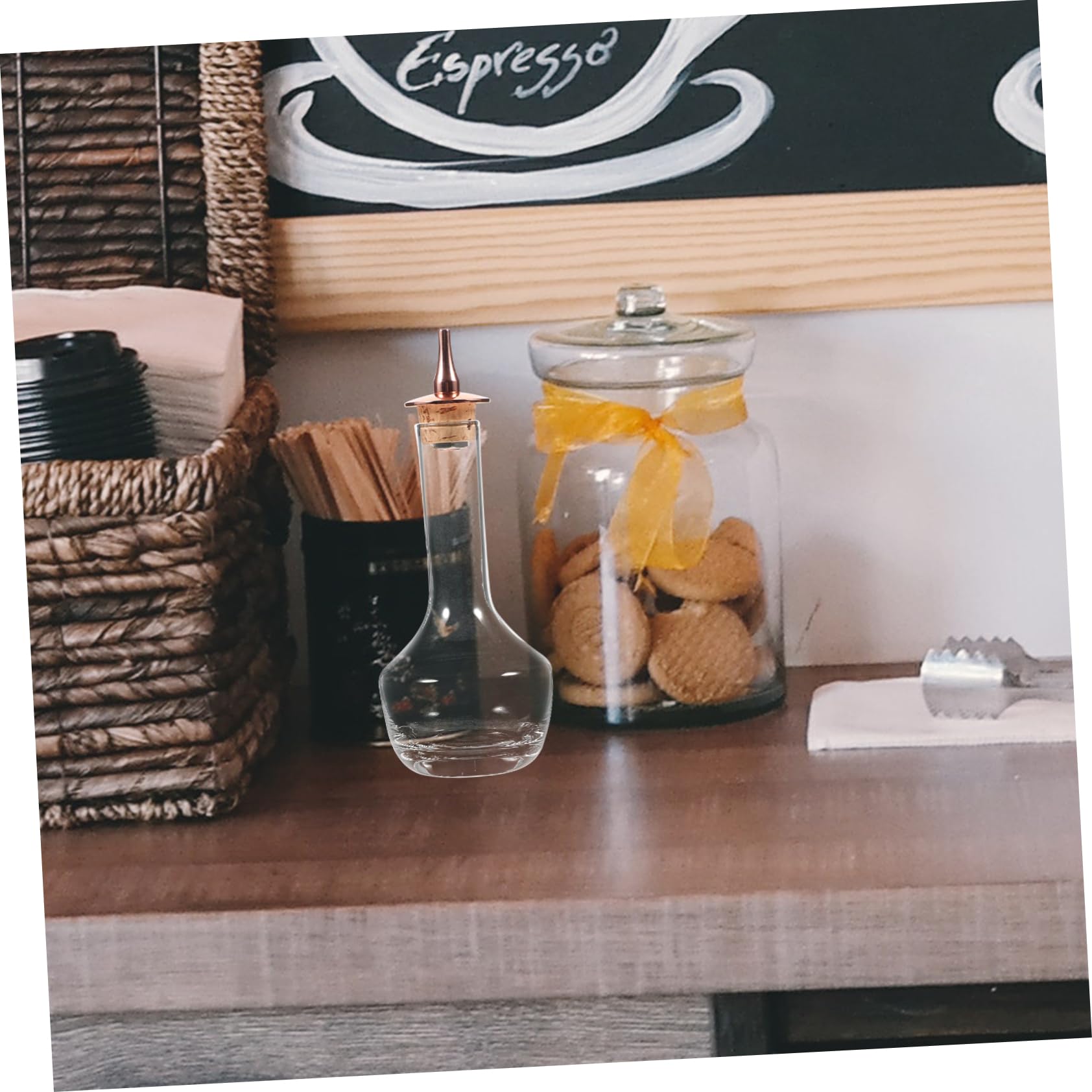 COLLBATH 2stücke Glass Bitter Bottle Mit Roségold-Dasher Deckel Für Cocktails Und Barbedarf Stilvolle Langlebige Glaskaraffe Für Zuhause Restaurants Und Bars