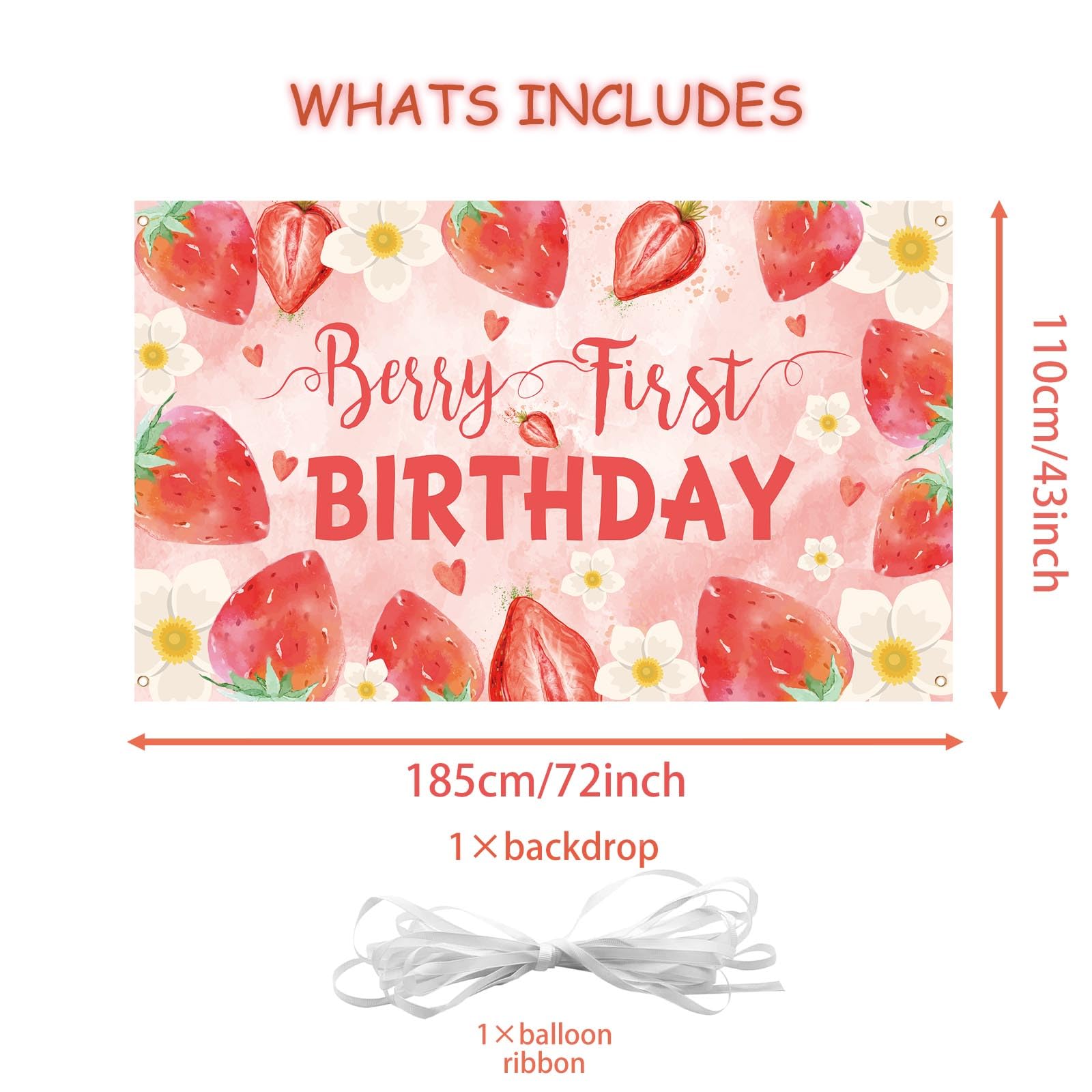 1st Birthday Backdrop Strawberry Backdrop Berry First Birthday ...