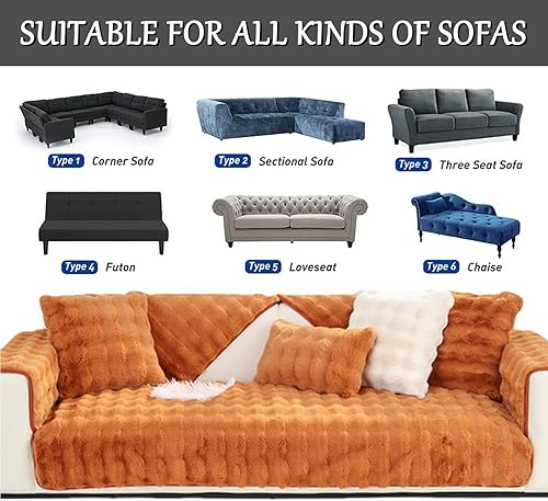 Miniatura 6 de AWAV Funda para sofá de esquina de 3214 plazas, cojín grueso de felpa de conejo, funda de sofá antideslizante, funda de sofá en forma de L,