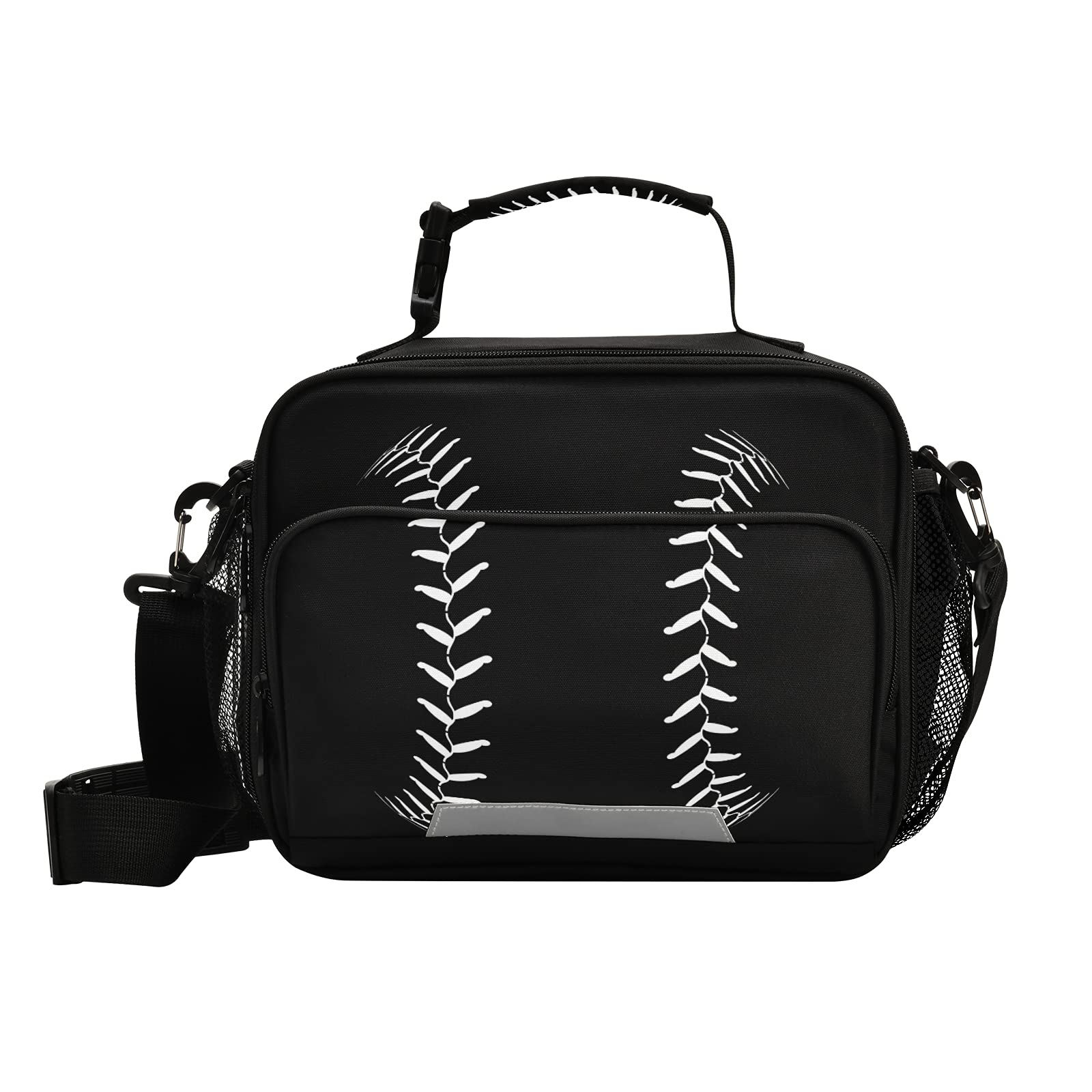 Kcldeci Baseball Pattern Insulated Lunch Bag Cooler Tote
