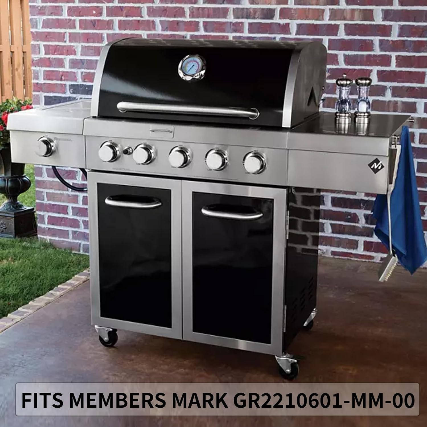 Grill Parts for Members Mark GR2210601-MM-00 5 Burner Grill Replacement Parts Flame Tamer Burner Tubes with Ignitor & Adjustable Carry Over Kit for Sam's Club Rankam GR2210601-MM-00