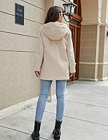 Vista 5 de PAODIKUAI Abrigo de lana con capucha para mujer, abrigo de lana casual, abrigo de invierno