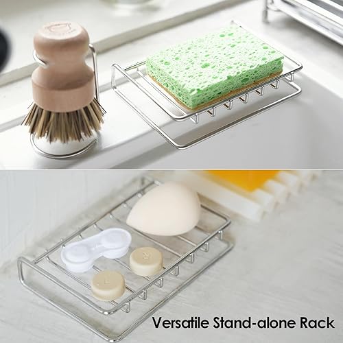 Miniatura 2 de Shimoyama Jabonera de acero inoxidable con bandeja de goteo para fregadero de baño, cocina y ducha, soporte de jabón de secado rápido que mantiene