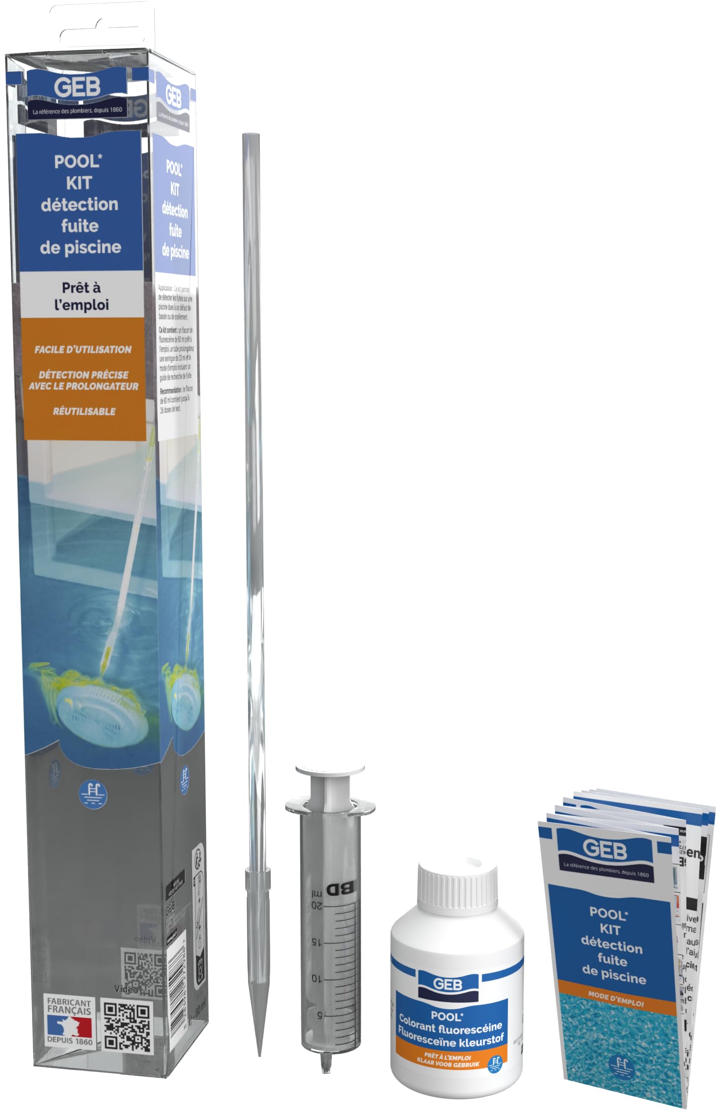 GEB Kit de detección de fugas para piscina y spa. Listo para usar, fácil de usar y reutilizable hasta 26 pruebas, amarillo