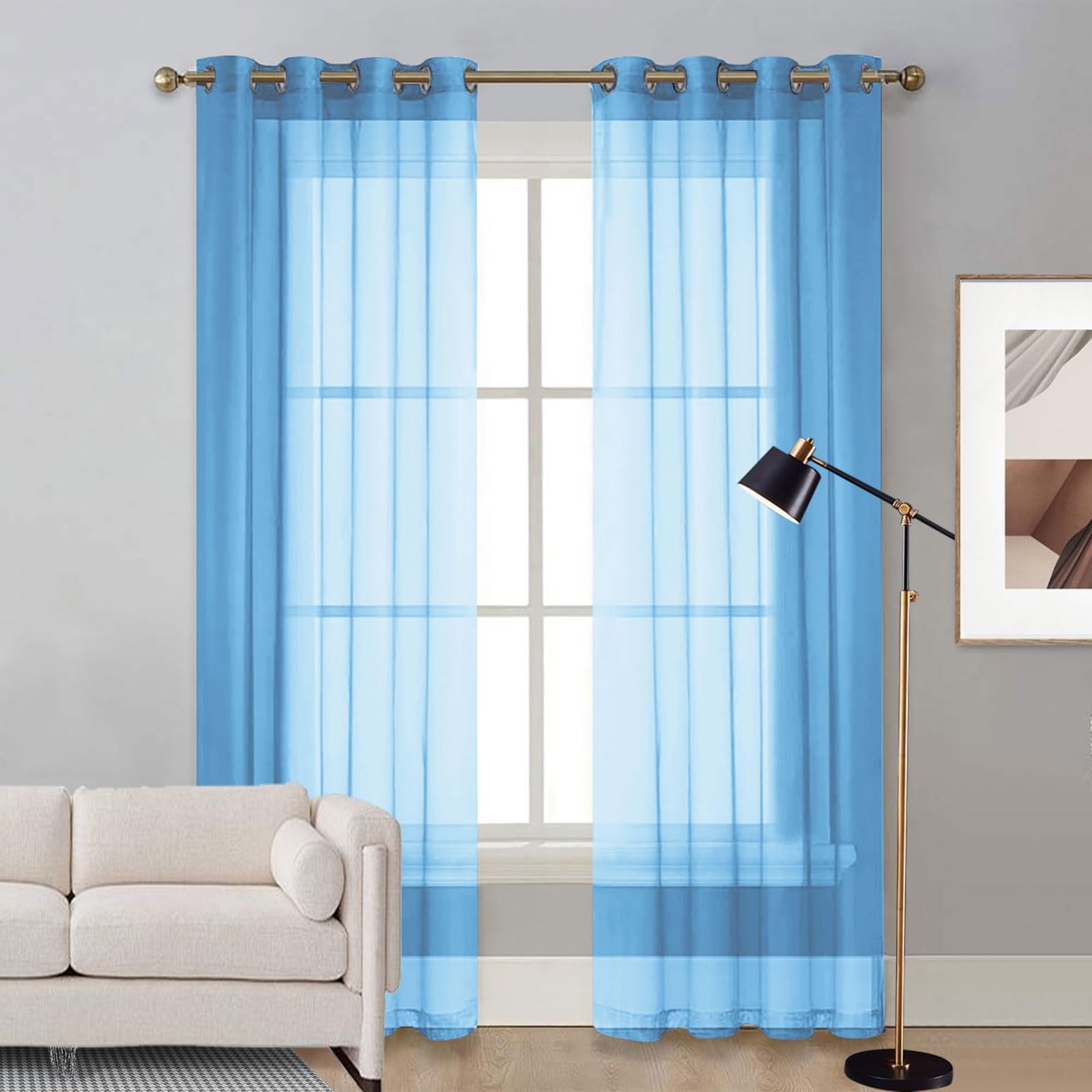 Rideau occultant bleu ciel drapé rideaux de mariage 250x270cm