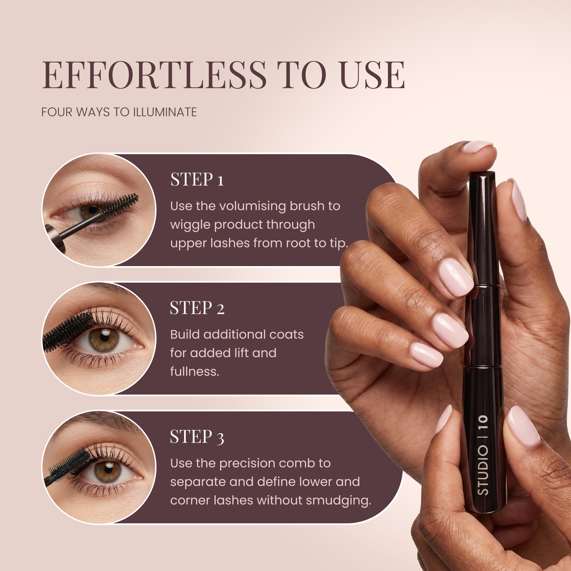 Studio10 | 6 in 1 Perfect Lash Mascara a doppia azione pennello imballato con condizionamento, volumizzante, rafforzamento e attivazione della brillantezza