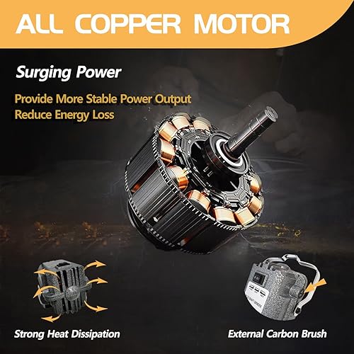 Miniatura 4 de TUNTROL Herramienta giratoria de eje flexible de 780 W con portabrocas de 14 pulgadas y pedal de velocidad continua, molinillo colgante eléctrico,