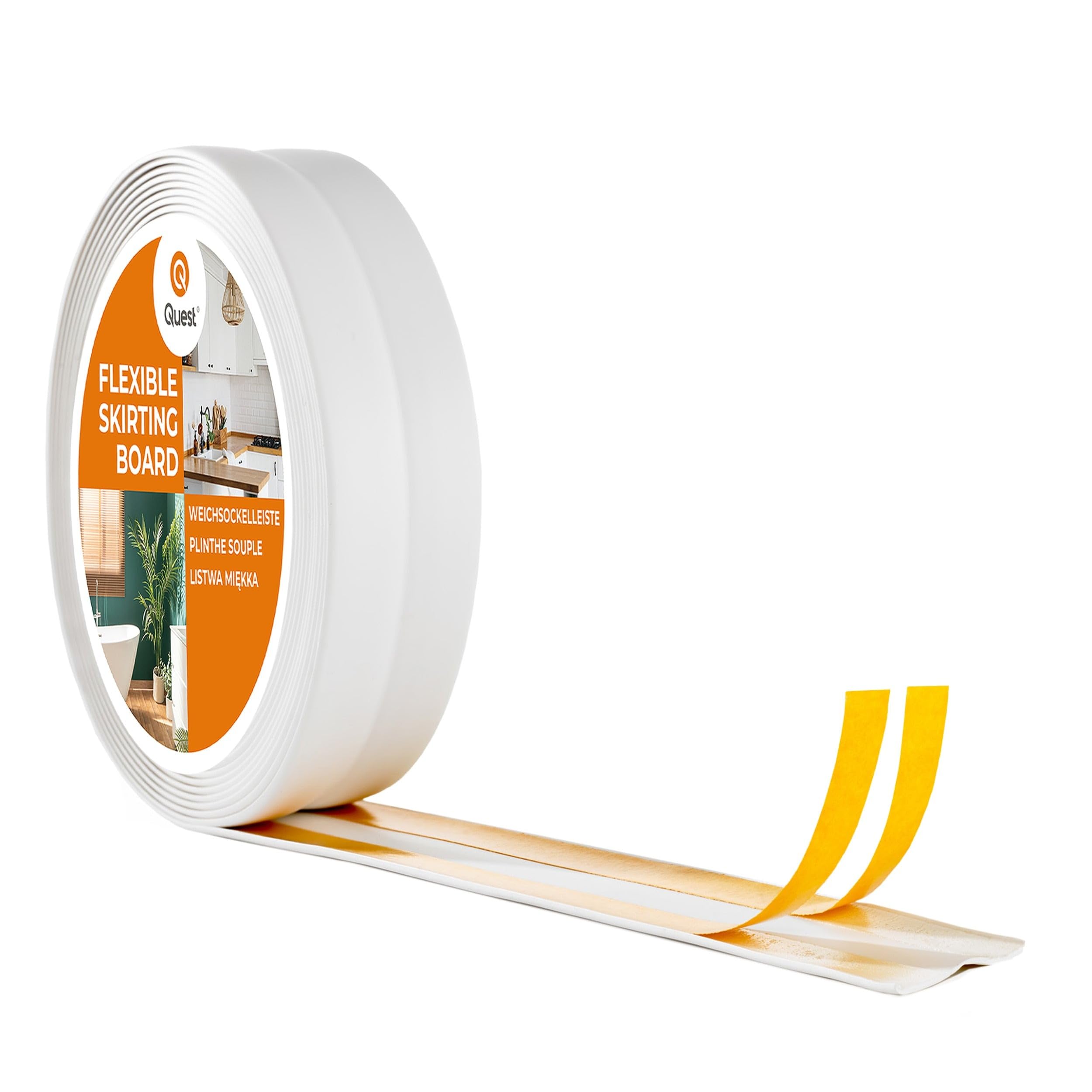 Quest Plinthe Souple Autoadhésive 15 x 15 mm Étanche - Blanc, 25 m
