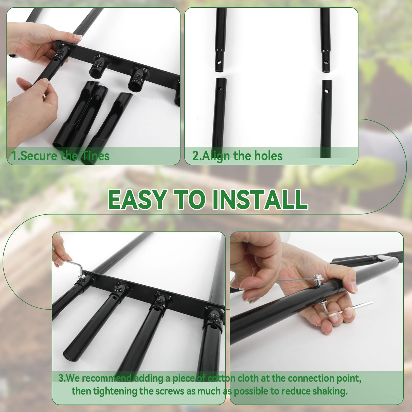 CDIYTOOL Aireador de césped, aireador de césped de jardinería para cuidado del césped y suelo compactado, 4 puntas, resistente, mango largo, tapón manual de suelo de jardín con herramienta de limpieza