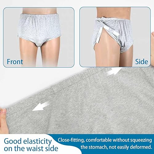 Miniatura 7 de Paquete de 3 unidades de ropa interior poscirugía, ropa interior adaptativa, ropa interior para incontinencia, calzoncillos reutilizables adhesivos,