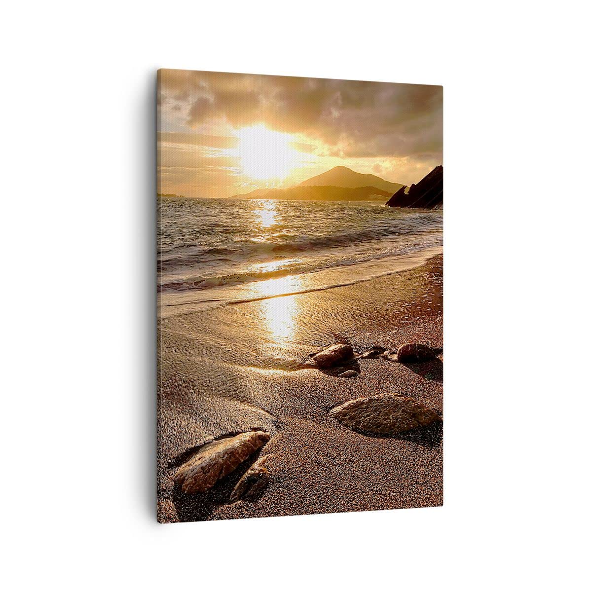 ARTTOR Moderno Quadro su Tela 50x70 cm Verticale Paesaggi Marino - 2527 | Spiaggia Nuvole Sera Quadro Decorativo Piccolo Soggiorno Camera da Letto Decorazione da Parete Arte da Parete ARTTOR
