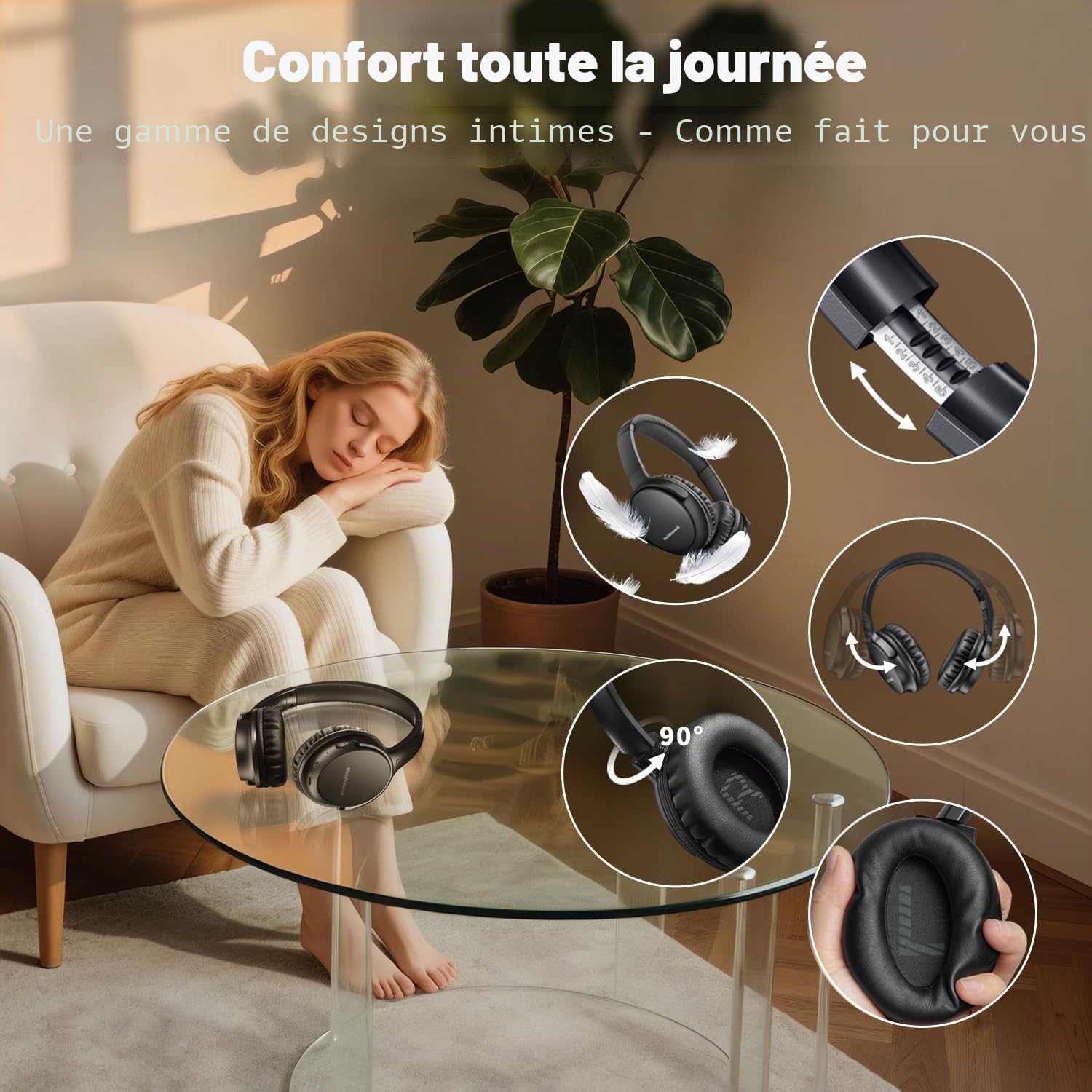 Holdsound Casque TV sans Fil pour Personnes Âgées, Noir Brillant