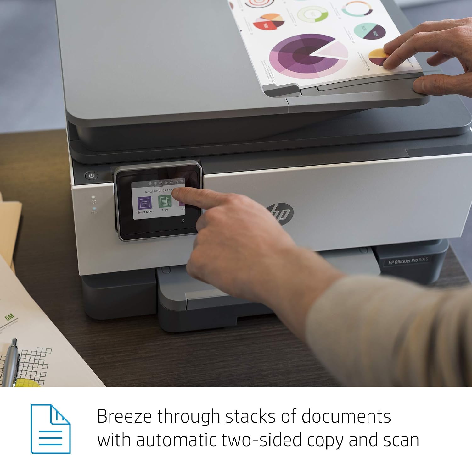 HP OfficeJet Pro 9015 All-in-One Wireless Printer with Smart Tasks for Smart Office Productivity, 1KR42A (Renewed)