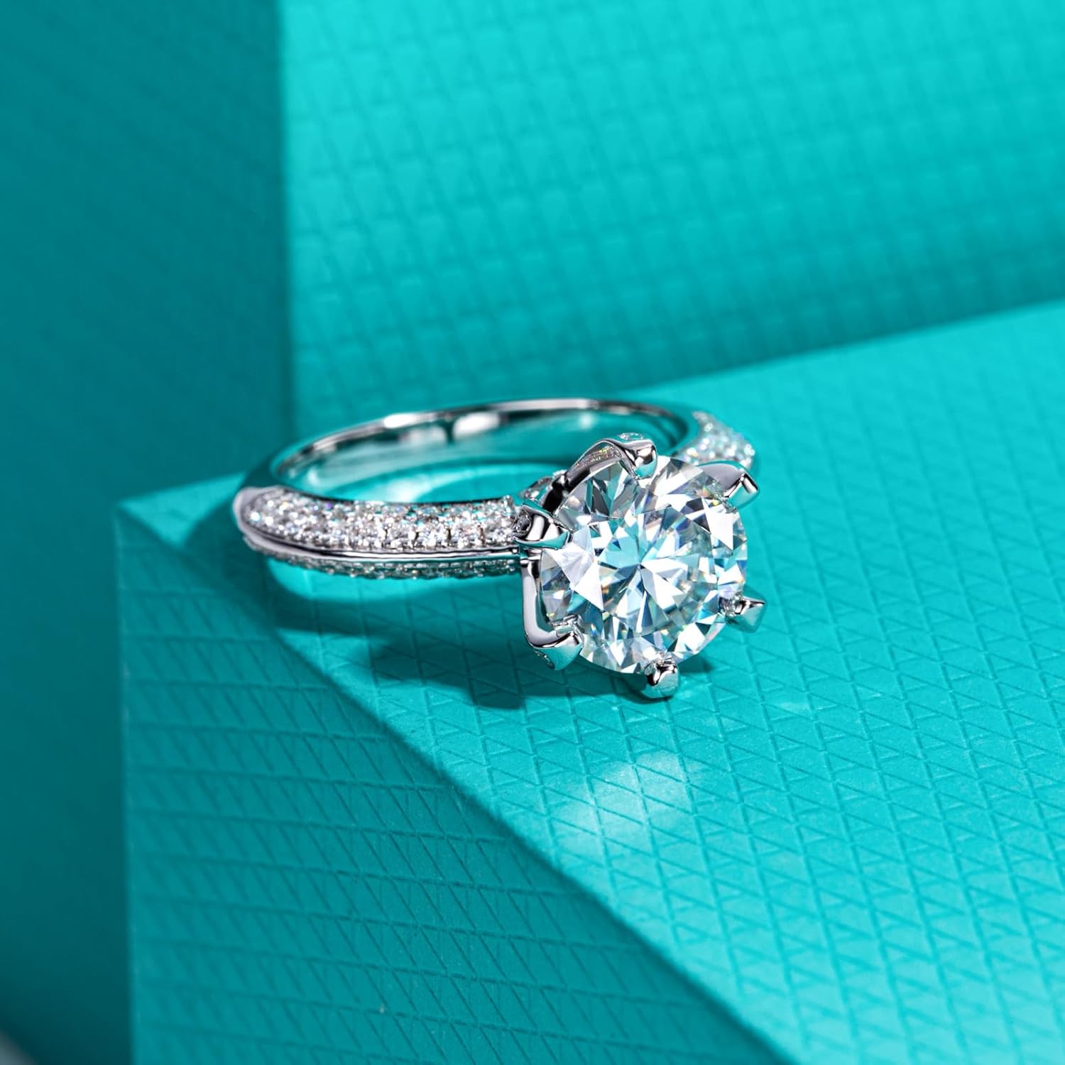 AnuClub Oval Cut Moissanite Ring for Women 3.692cttw(3CT Center Stone) D Color VVS1 925 Sterling Silver Elegant Engagement Wedding Promise Anniversary Rings with Certificate - Image 4