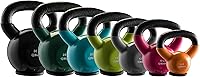 Bintiva Kettlebell Set 5-30lbs Professional Cast Iron Vinyl Coated with Protective Base for Home Strength Training