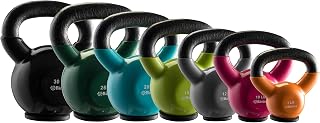 Bintiva Kettlebell Set 5-30lbs Professional Cast Iron Vinyl Coated with Protective Base for Home Strength Training