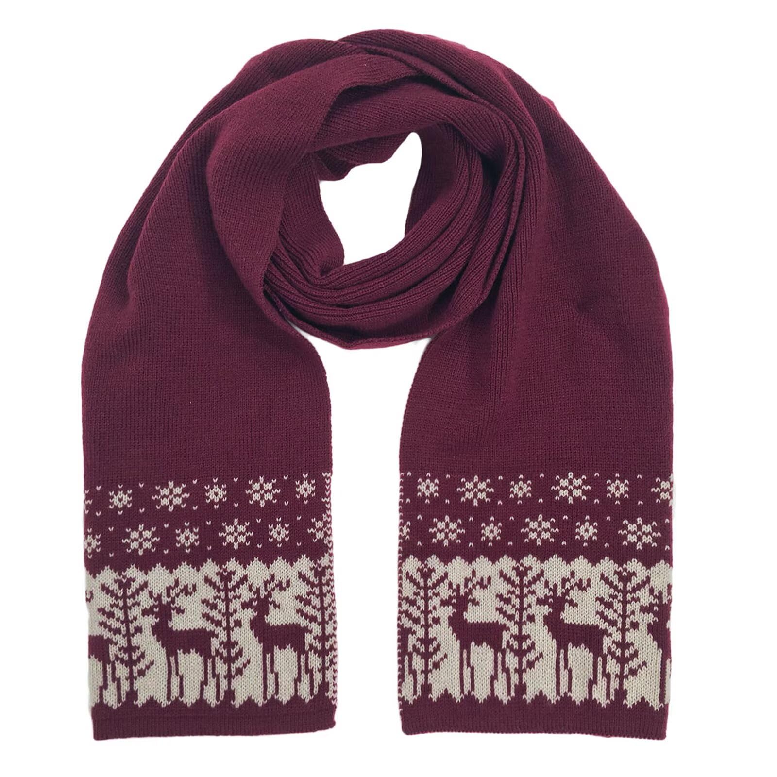 Glanzend Boys Red Kids Winter Scarf, Warm Knitted Long Scarves Christmas Tree Reindeer Snowflake For Children, Cozy Soft Thermal Scarf, Xmas Holiday Neck Warmer Neckerchief, Gifts For Girls