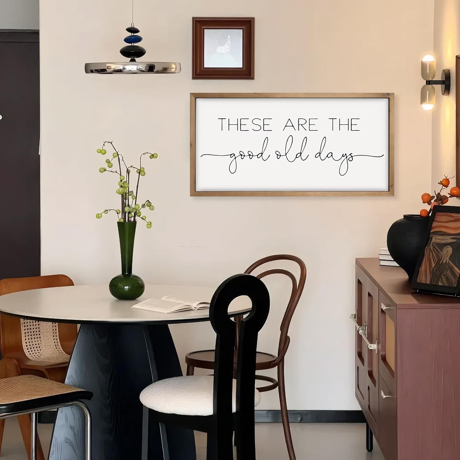flangairy 24.8×12.6 Inches These Are The Good Old Days Sign Decor, Rustic Wooden Family Motivational Quote Wall Art for Home Living Room Entryway Bedroom Farmhouse Decoration