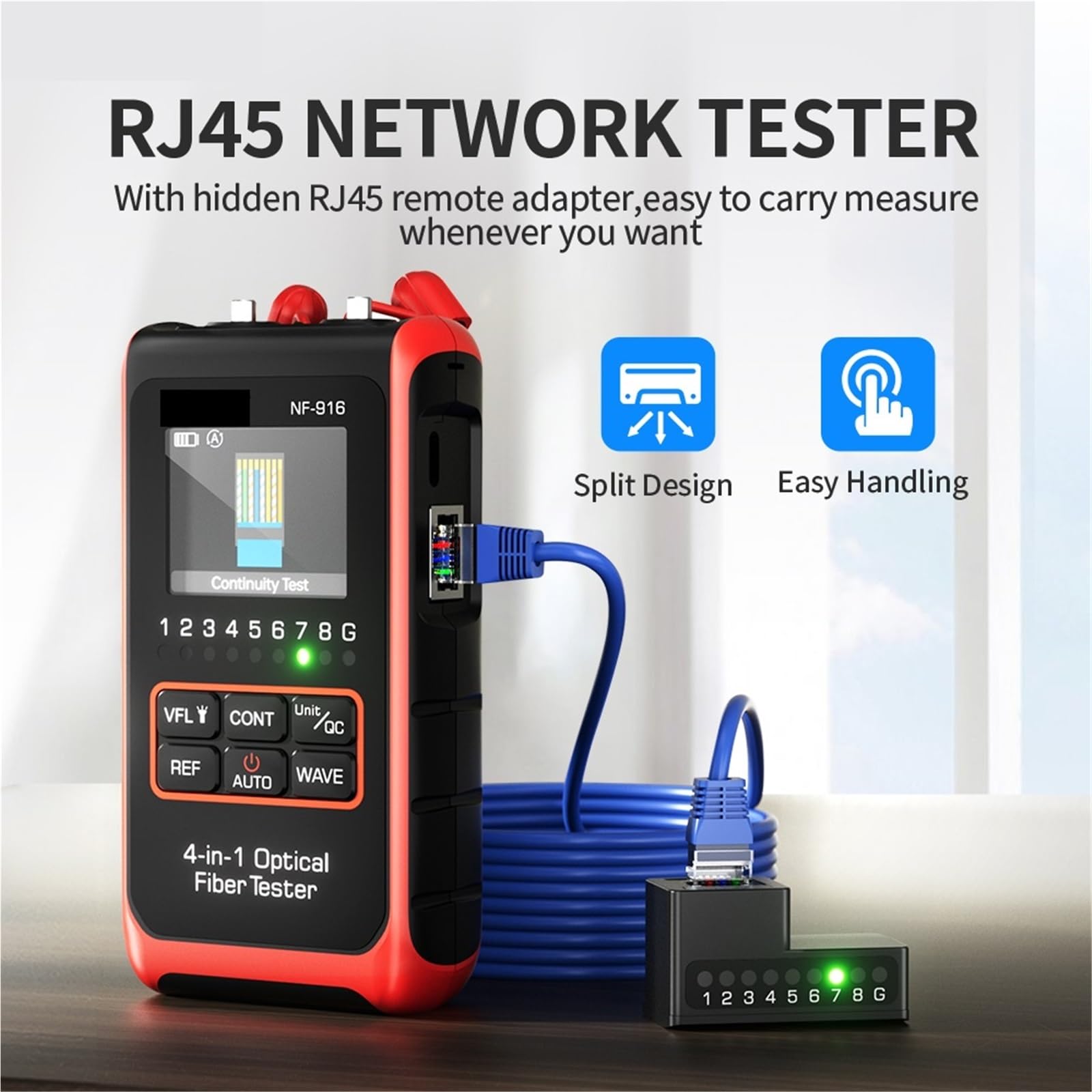 Testeur Fibre Optique, Testeur de fibre optique 4 en 1 NF-916, wattmètre optique VFL REF FC SC ST, localisateur visuel de défauts, écran LCD, outils réseau