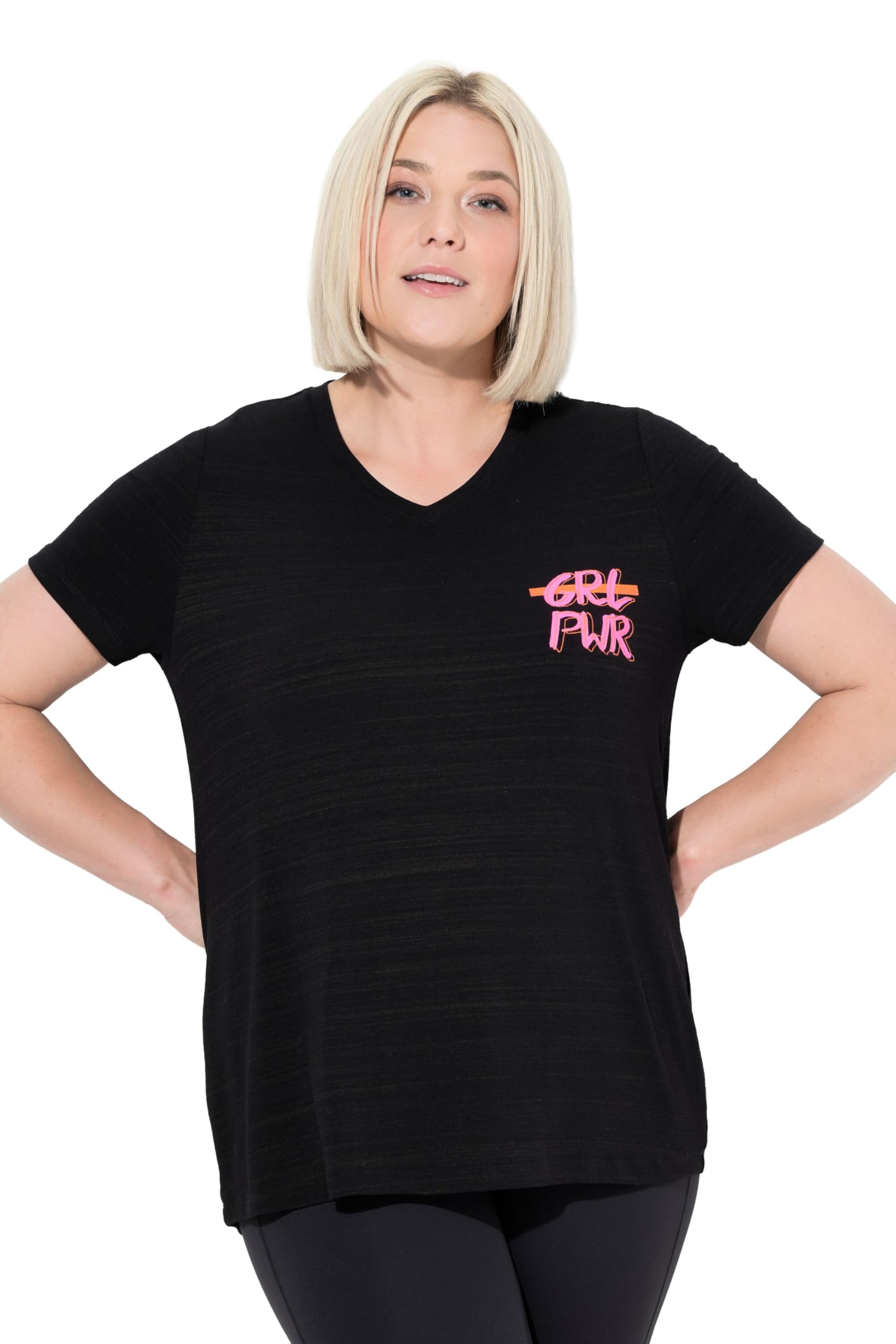 Ulla Popken Damen große Größen Übergrößen Plus Size Funktions-Shirt, Cut-Outs, V-Ausschnitt, Halbarm, recycelt 823594