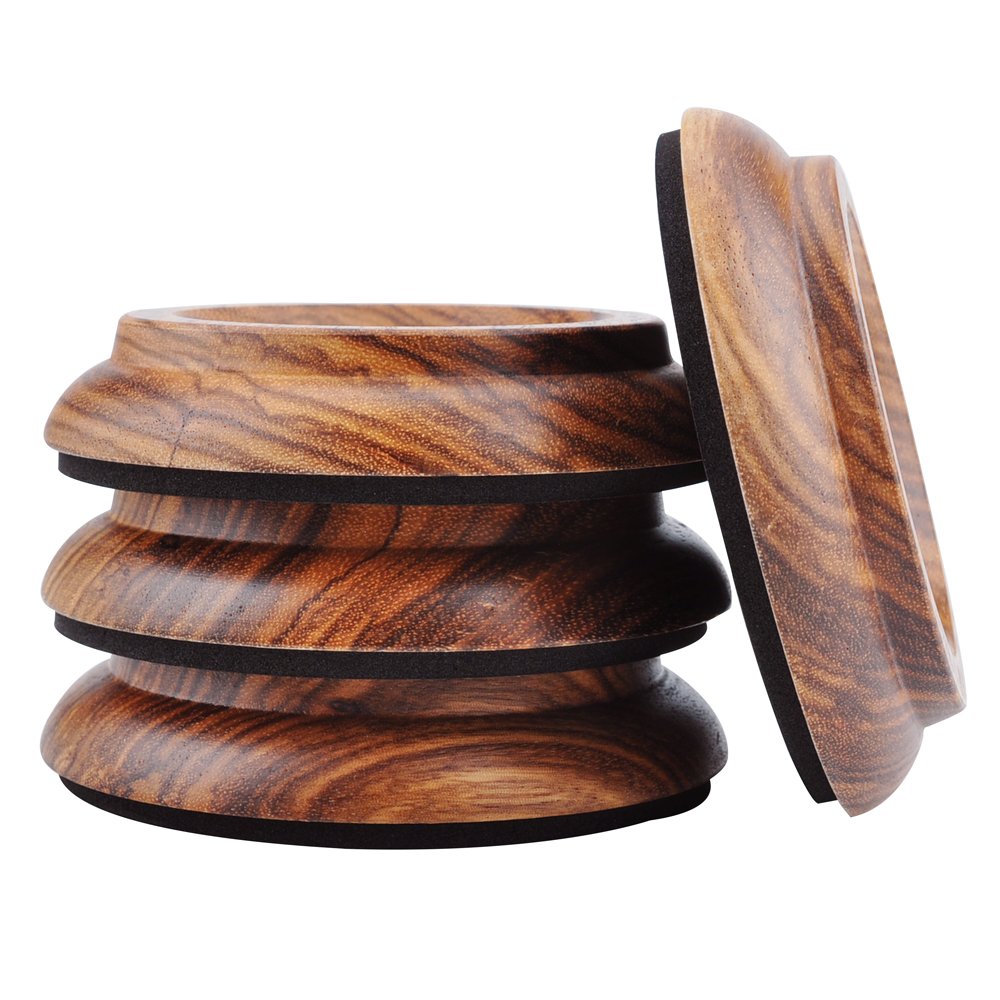 KingPoint Hardwood Upright Piano Caster Cups Set of 4 Zebra Wood Furniture Leg Pads Protection
