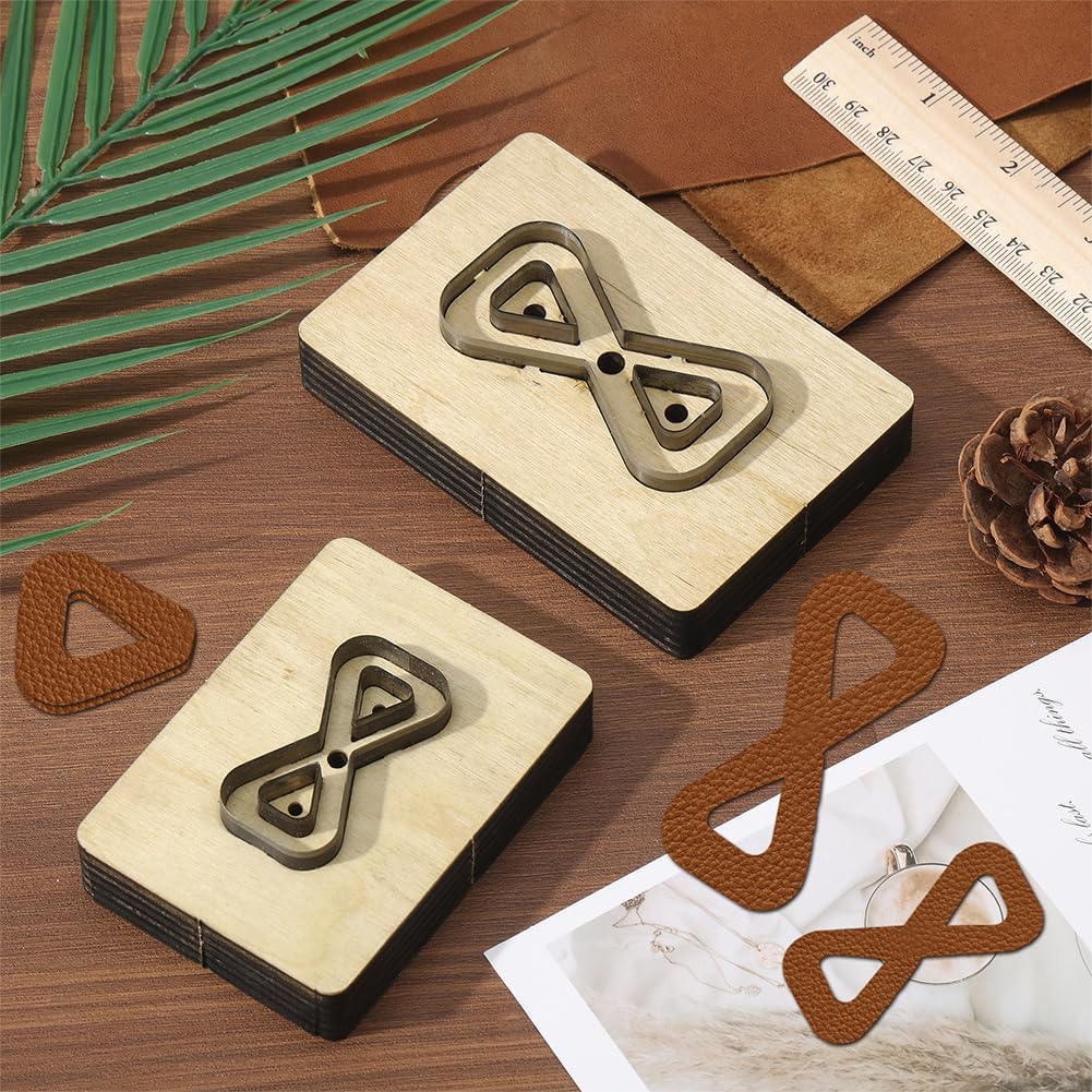 GLOBLELAND 2 Pcs Patchwork Leather Cutting Die Set Cutting Wooden Base Dies Leather Punch Die Cut Templates for Handmade DIY Craft Cloth
