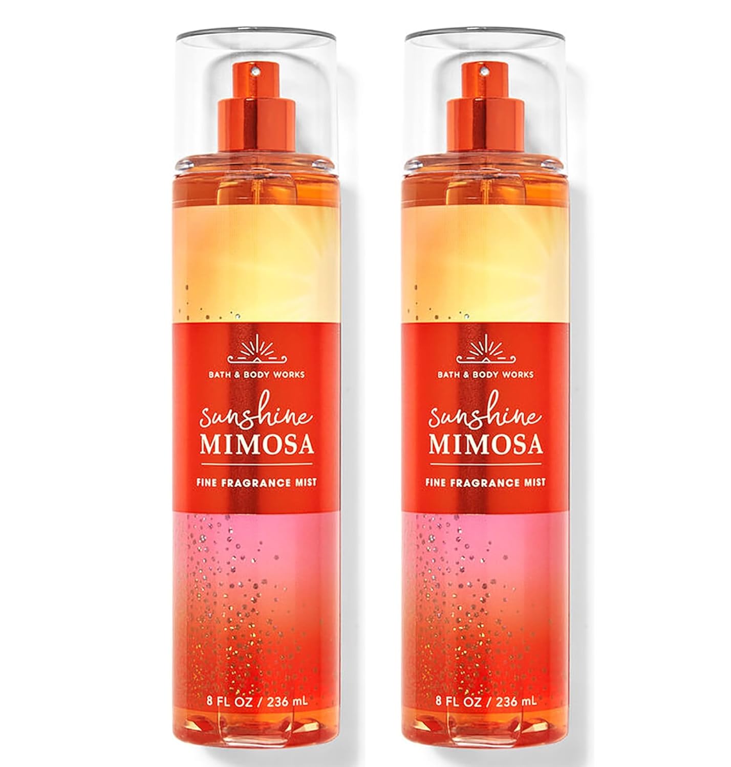 Bath & Body Works Sunshine Mimosa Fine Fragrance Body Mist Gift Set 8 oz Pack Lot of 2 (Sunshine Mimosa)
