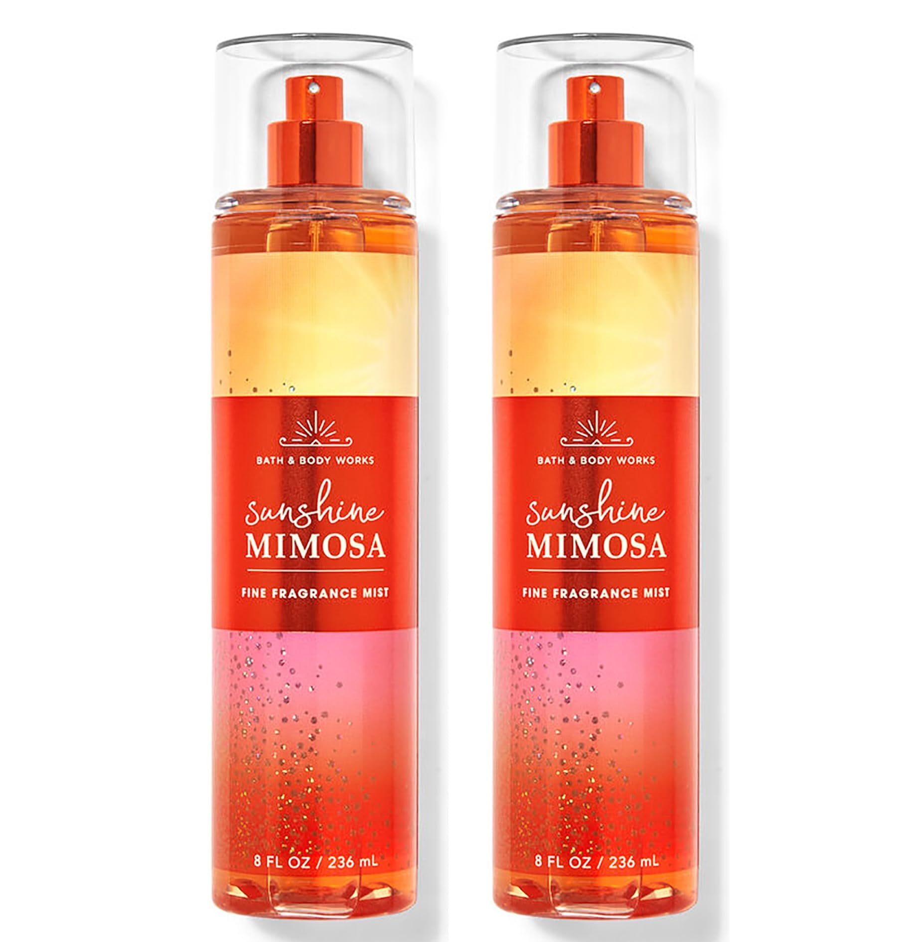 Bath & Body Works Sunshine Mimosa Fine Fragrance Body Mist Gift Set 8 oz Pack Lot of 2 (Sunshine Mimosa)