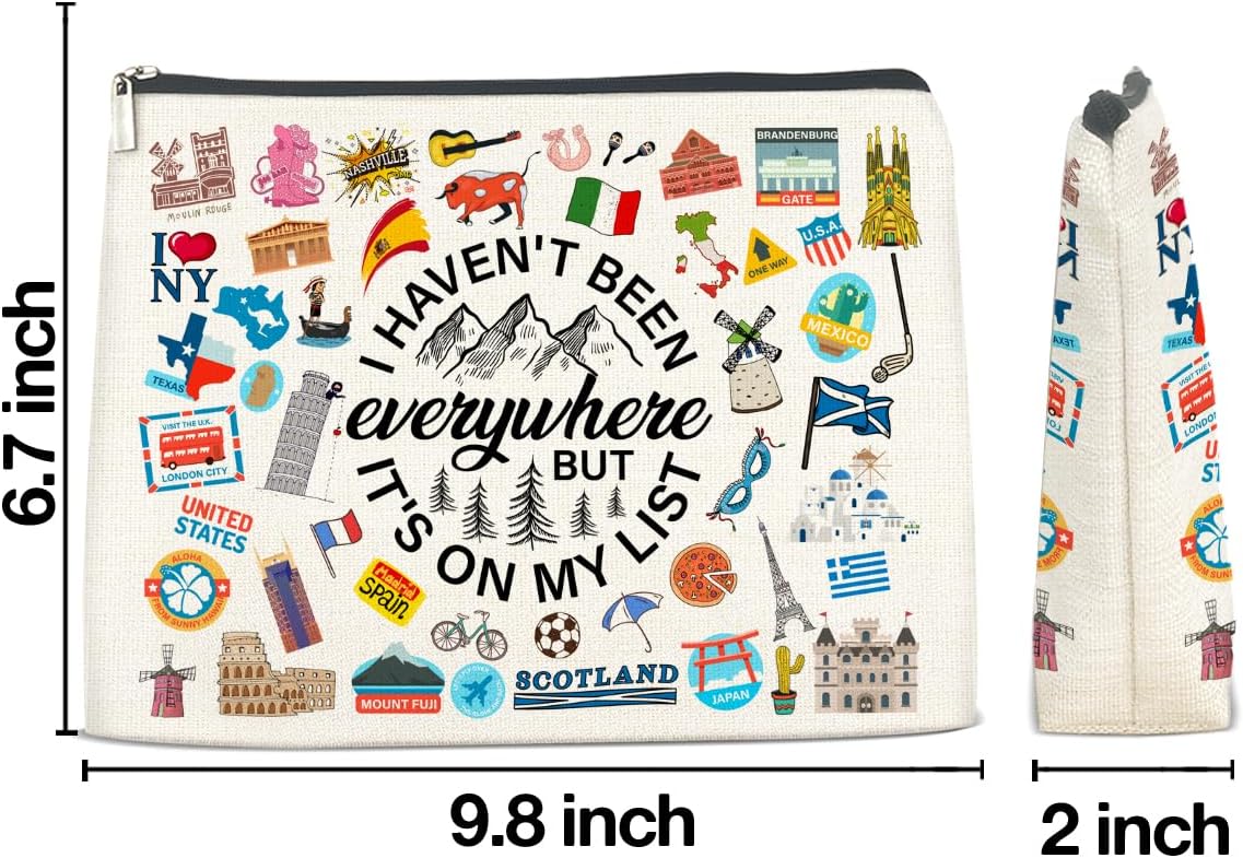 Travel Gifts Cosmetic Bag - Travelers Gift for Women Girls World Travel Adventure Zipper Makeup Pouch Small Makeup Bag (1Pcs) - Image 2