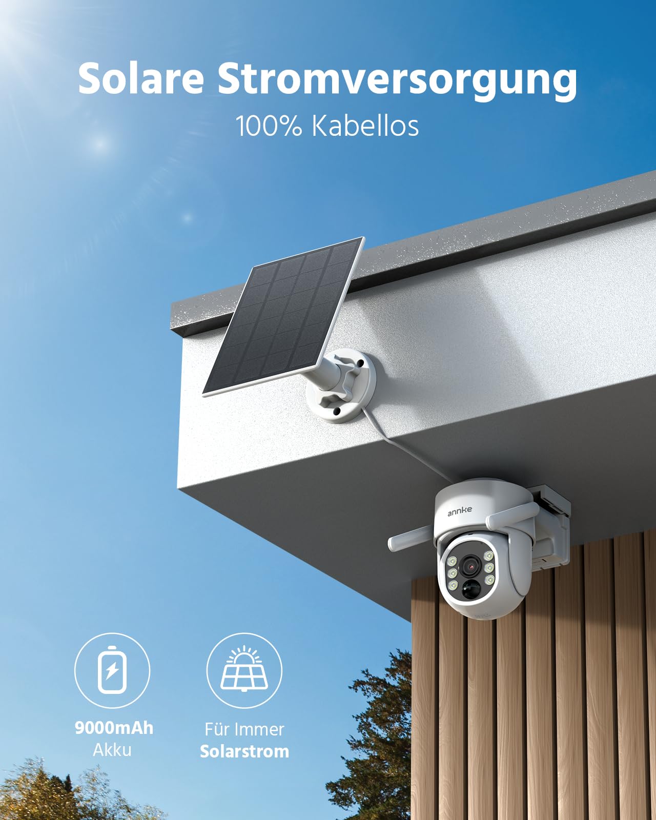 ANNKE 4MP Überwachungskamera Aussen Akku Solar, 2er Kamera mit Home Hub, 360° Panorama Kabellose Kamera, 64GB Lokaler Speicher, FarbNachtsicht, 2 Wege Audio, Smarter Personenerkennung, 5G & 2.4G WLAN